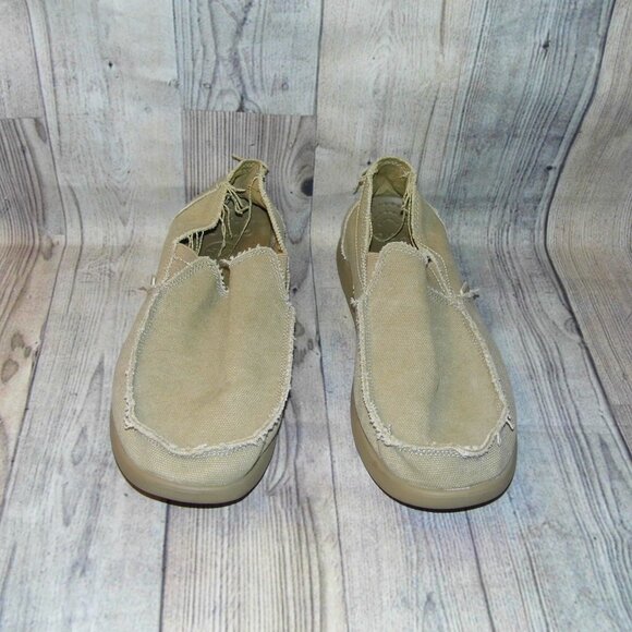 CROCS Santa Cruz Khaki Canvas Loafers Mens Size 13 - Picture 4 of 7